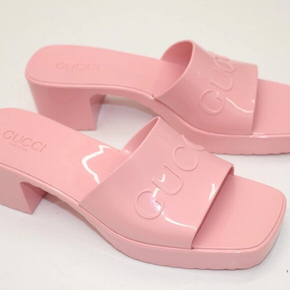 Gucci Rubber Platform Slide Sandals Wild Rose Women's EU 41 US 11 - Pink - Picture 2 of 16